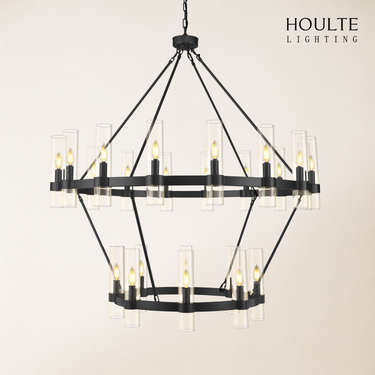 Cylora Glass Tube 2-Tier Round Chandelier 48"