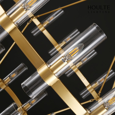 Cylora Glass Tube 2-Tier Round Chandelier 48"