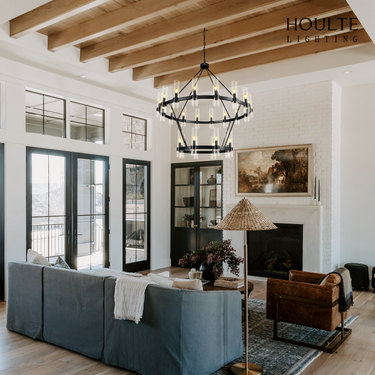 Cylora Glass Tube 2-Tier Round Chandelier 48"