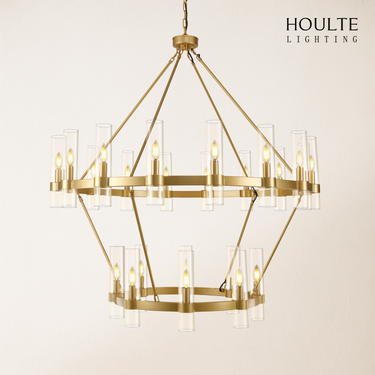 Cylora Glass Tube 2-Tier Round Chandelier 48"