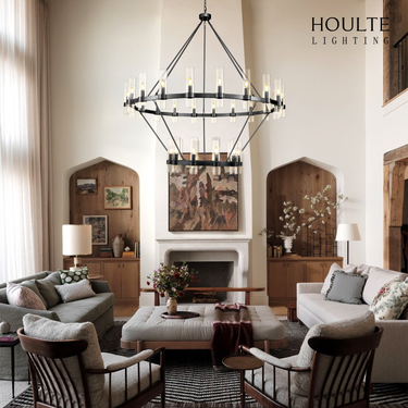 Cylora Glass Tube 2-Tier Round Chandelier 60"
