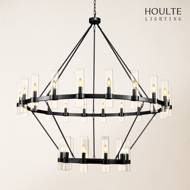 Cylora Glass Tube 2-Tier Round Chandelier 60"
