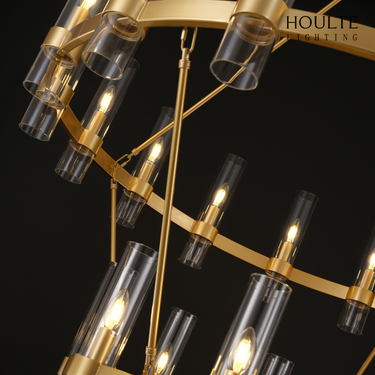 Cylora Glass Tube 2-Tier Round Chandelier 60"