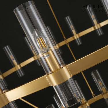 Cylora Glass Tube 2-Tier Round Chandelier 60"