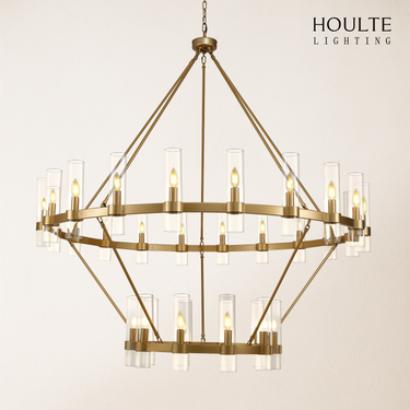 Cylora Glass Tube 2-Tier Round Chandelier 60"