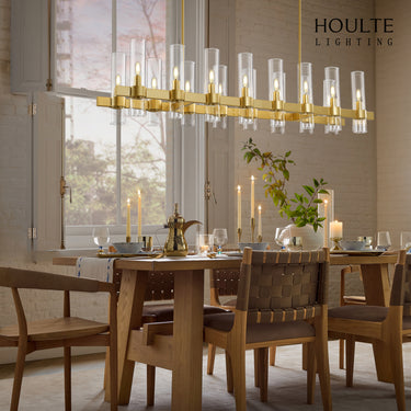 Cylora Glass Tube Rectangular Chandelier 54"