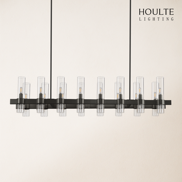 Cylora Glass Tube Rectangular Chandelier 54"