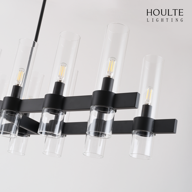 Cylora Glass Tube Rectangular Chandelier 54"