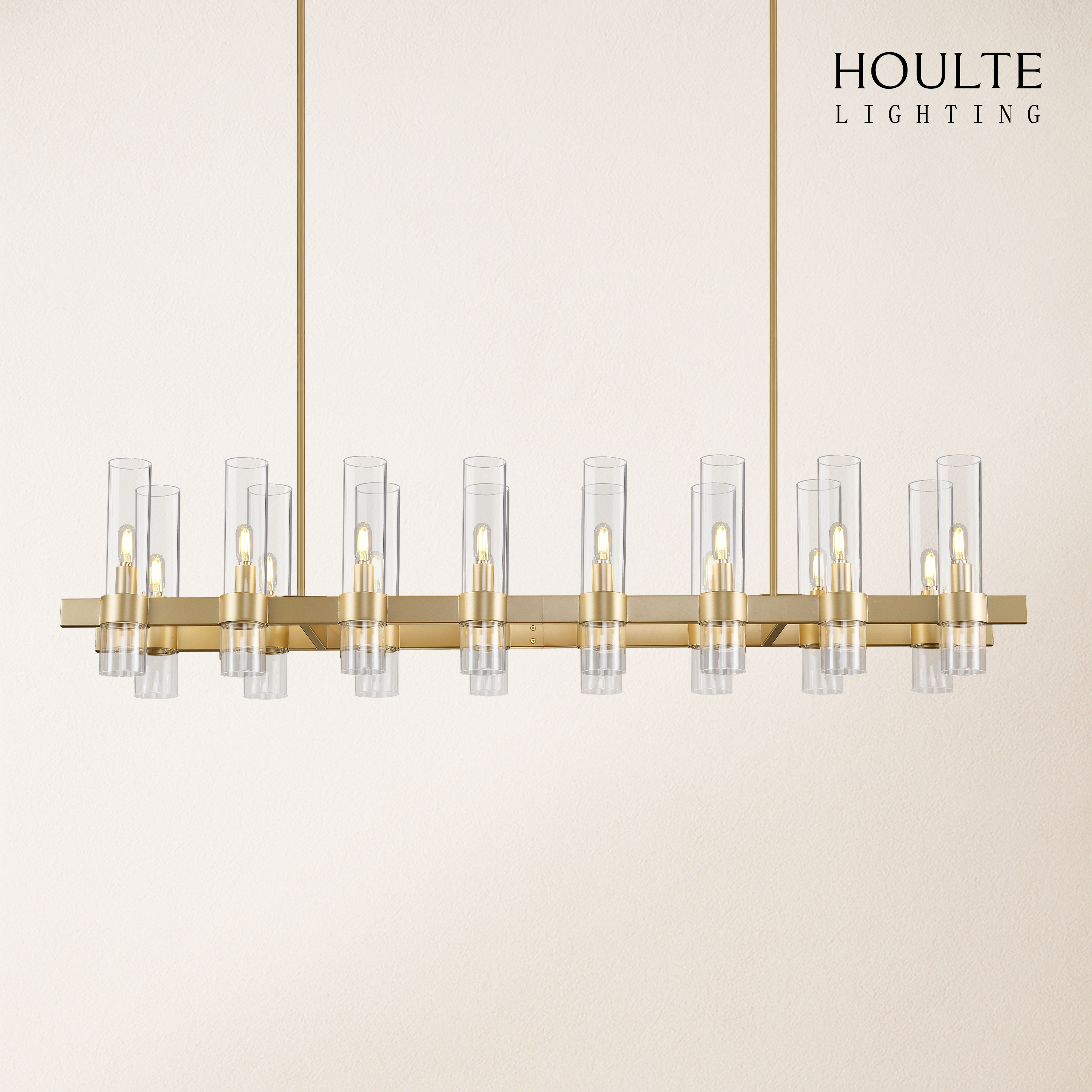 Cylora Glass Tube Rectangular Chandelier 54"