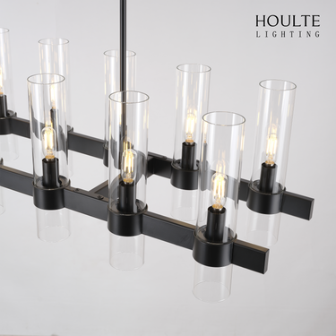 Cylora Glass Tube Rectangular Chandelier 68"