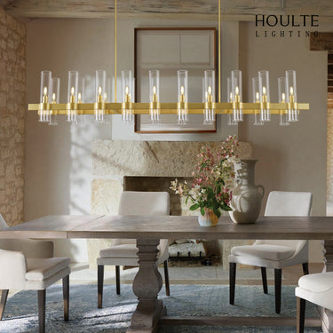 Cylora Glass Tube Rectangular Chandelier 68"