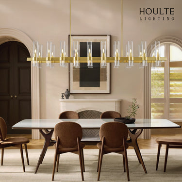 Cylora Glass Tube Rectangular Chandelier 68"