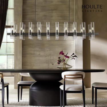 Cylora Glass Tube Rectangular Chandelier 68"