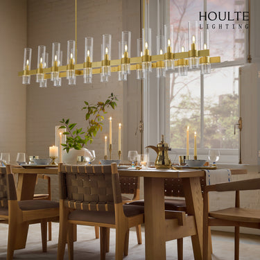 Cylora Glass Tube Rectangular Chandelier 68"