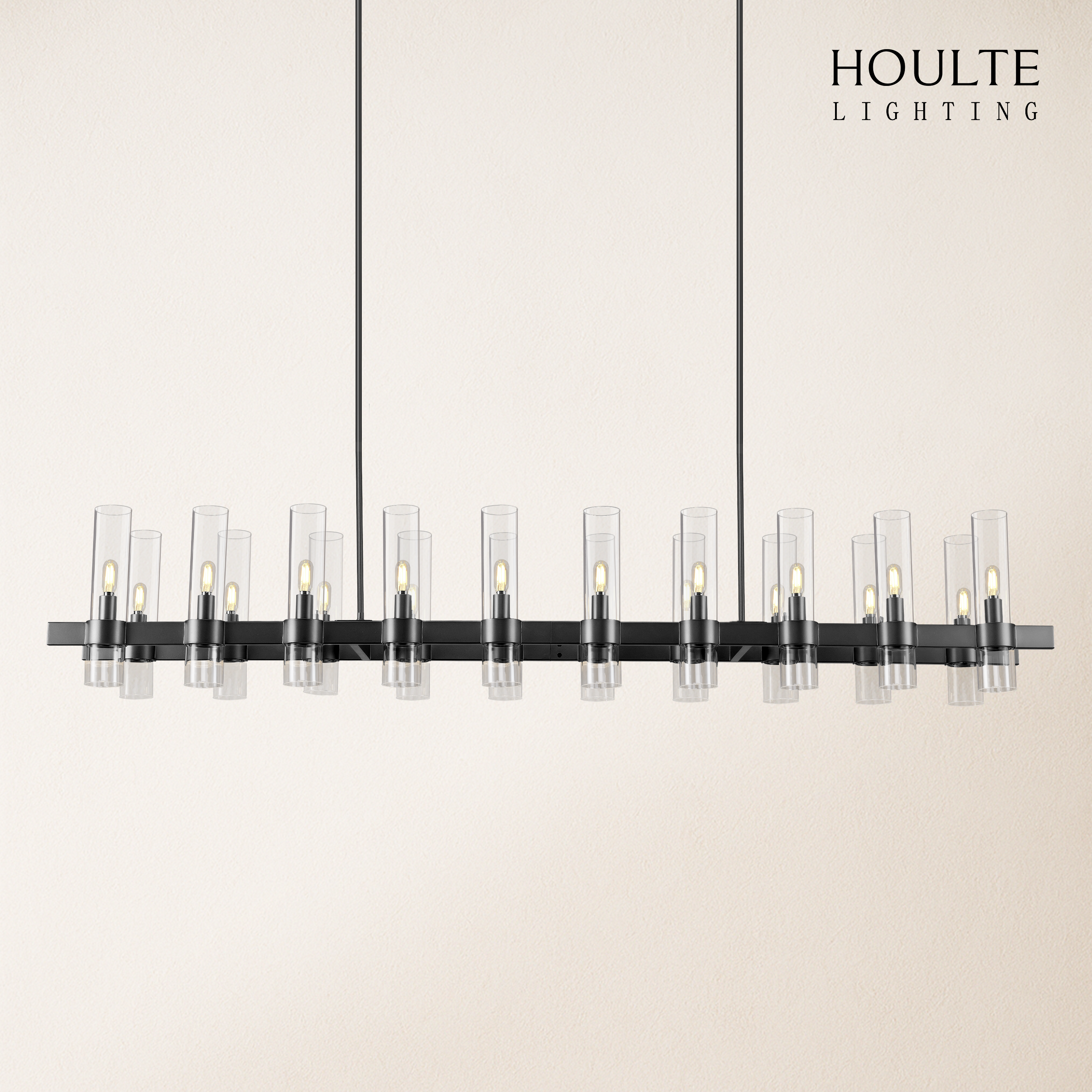 Cylora Glass Tube Rectangular Chandelier 68"