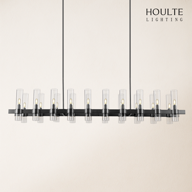 Cylora Glass Tube Rectangular Chandelier 68"