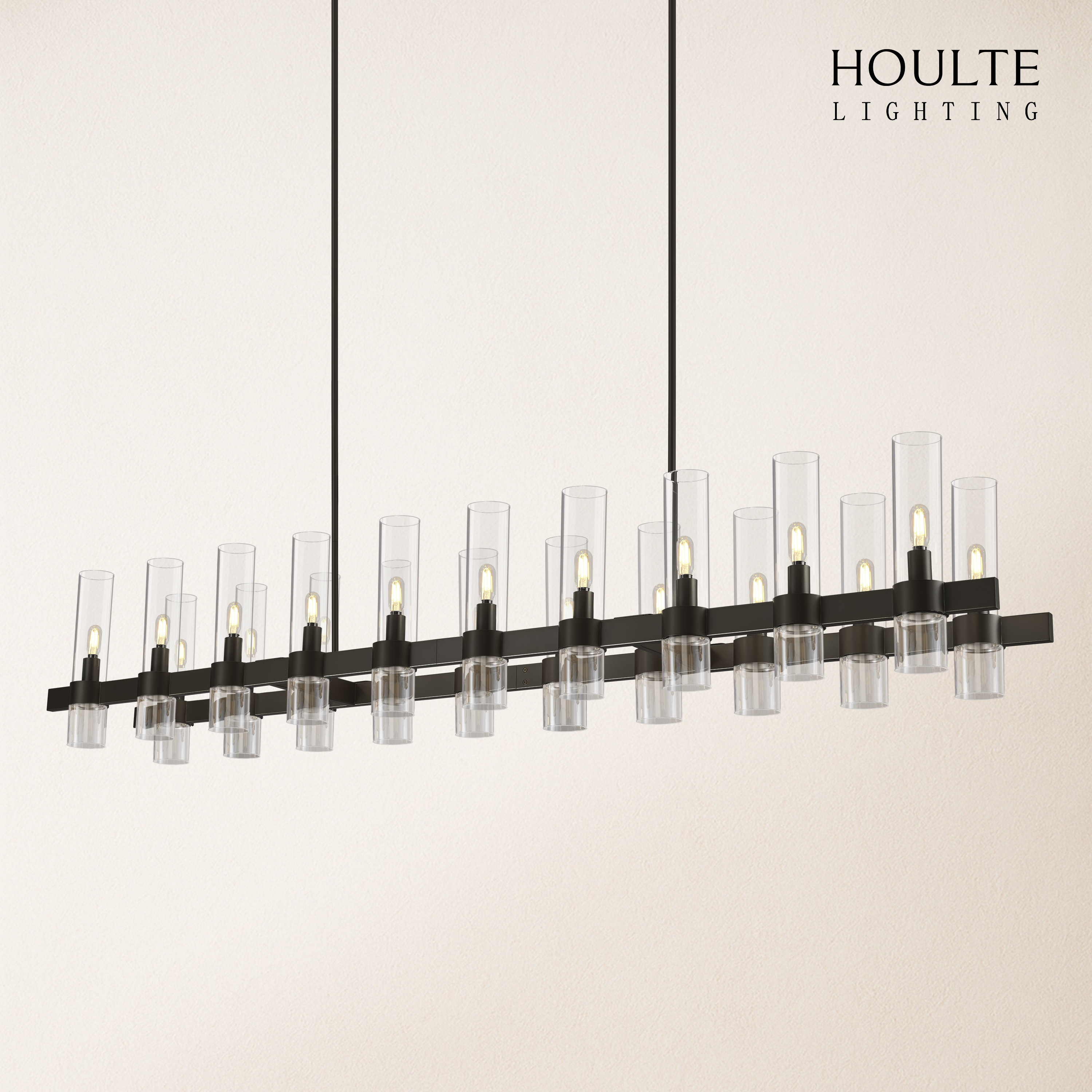 Cylora Glass Tube Rectangular Chandelier 68"