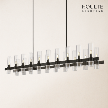 Cylora Glass Tube Rectangular Chandelier 68"