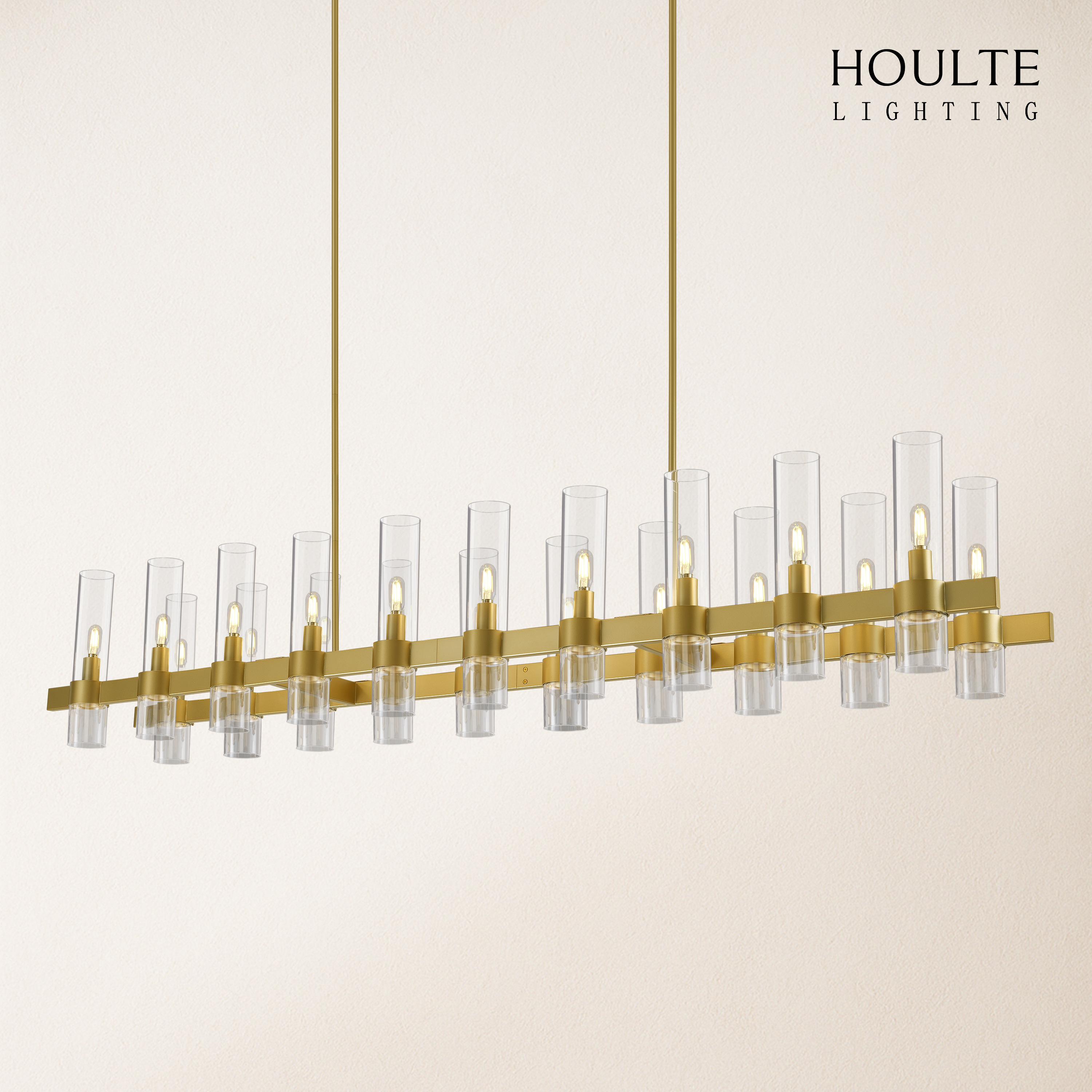 Cylora Glass Tube Rectangular Chandelier 68"