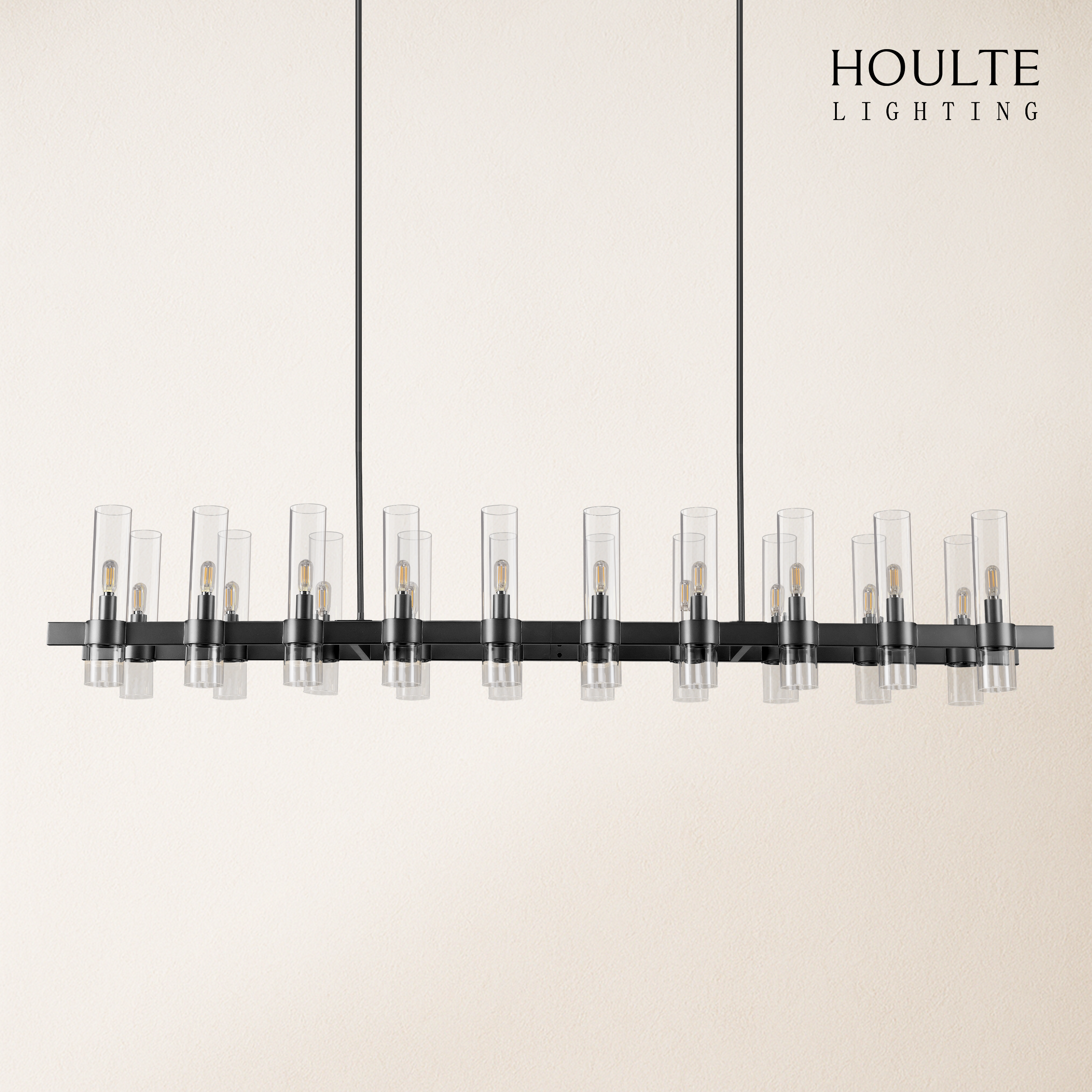 Cylora Glass Tube Rectangular Chandelier 68"