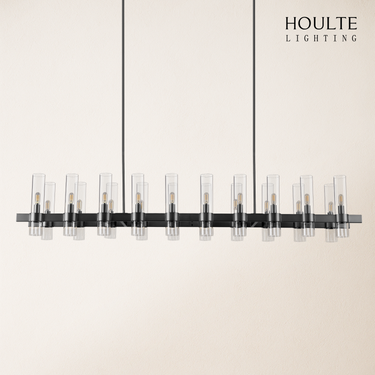 Cylora Glass Tube Rectangular Chandelier 68"