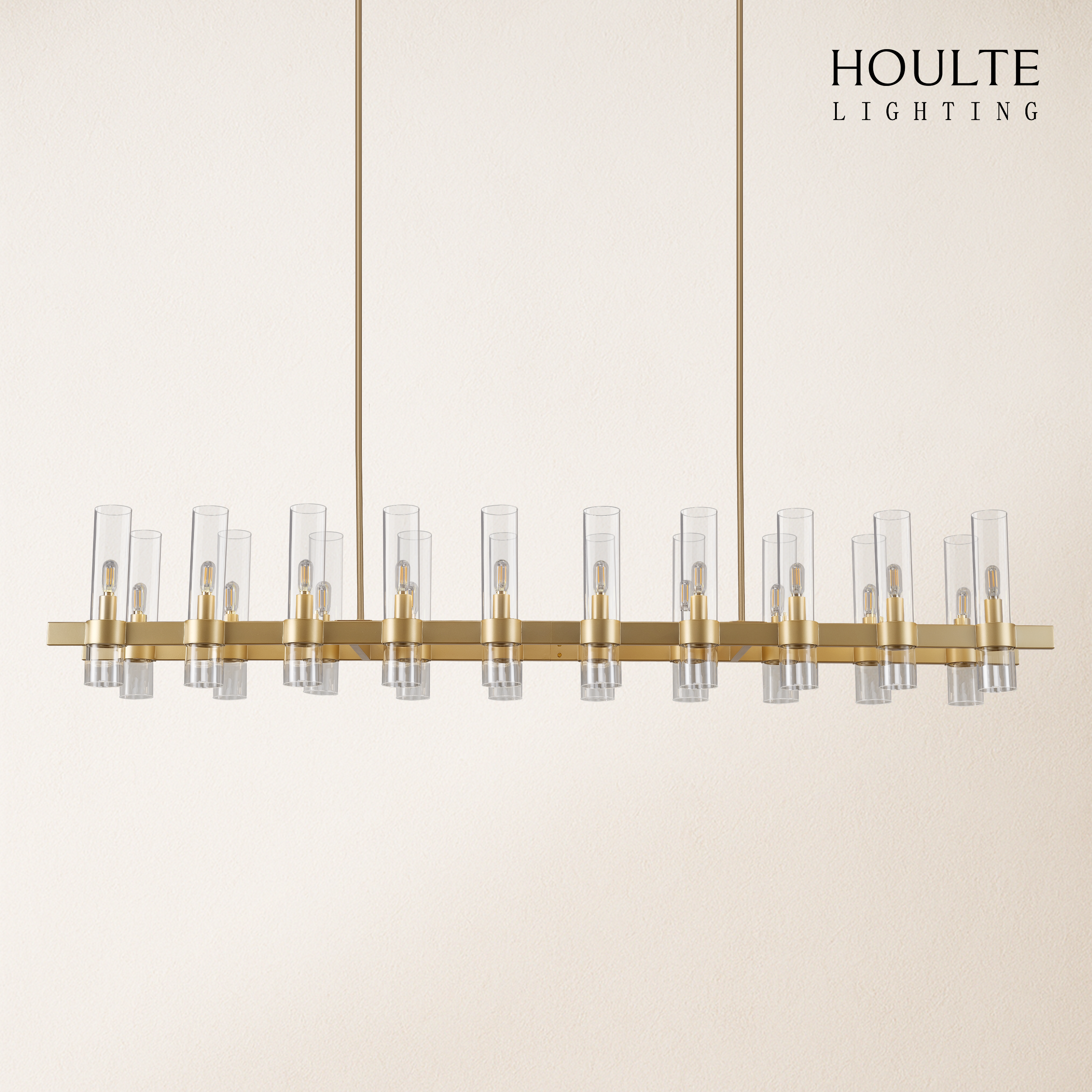 Cylora Glass Tube Rectangular Chandelier 68"