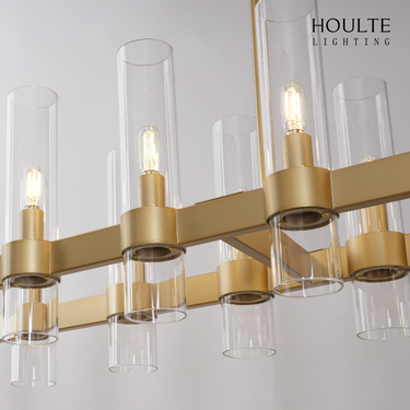 Cylora Glass Tube Rectangular Chandelier 68"