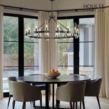 Cylora Glass Tube Round Chain Chandelier 48"