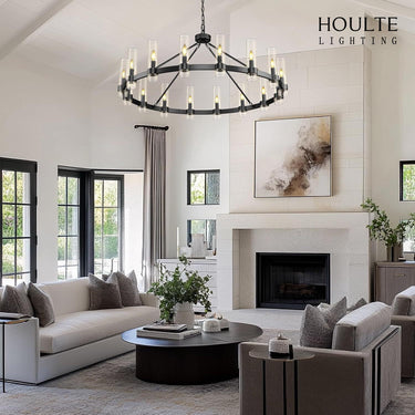 Cylora Glass Tube Round Chain Chandelier 48"