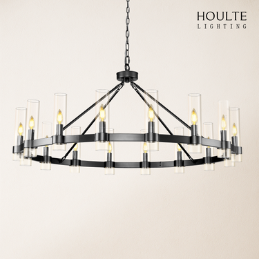 Cylora Glass Tube Round Chain Chandelier 48"