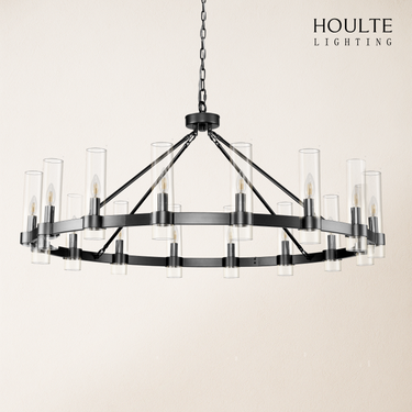 Cylora Glass Tube Round Chain Chandelier 48"