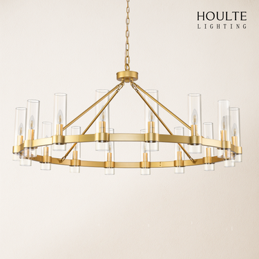 Cylora Glass Tube Round Chain Chandelier 48"