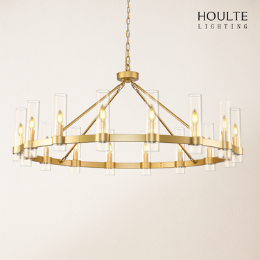 Cylora Glass Tube Round Chain Chandelier 48"
