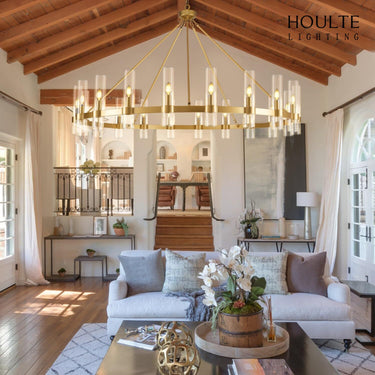 Cylora Glass Tube Round Chain Chandelier 60"