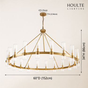 Cylora Glass Tube Round Chain Chandelier 60"
