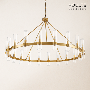 Cylora Glass Tube Round Chain Chandelier 60"