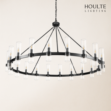Cylora Glass Tube Round Chain Chandelier 60"