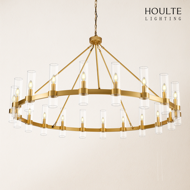 Cylora Glass Tube Round Chain Chandelier 60"
