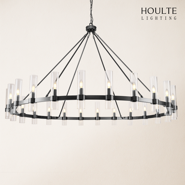 Cylora Glass Tube Round Chain Chandelier 70"