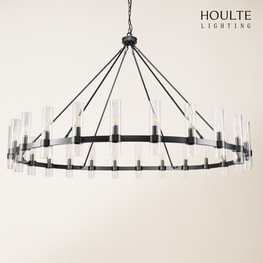 Cylora Glass Tube Round Chain Chandelier 70"