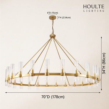 Cylora Glass Tube Round Chain Chandelier 70"