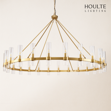 Cylora Glass Tube Round Chain Chandelier 70"