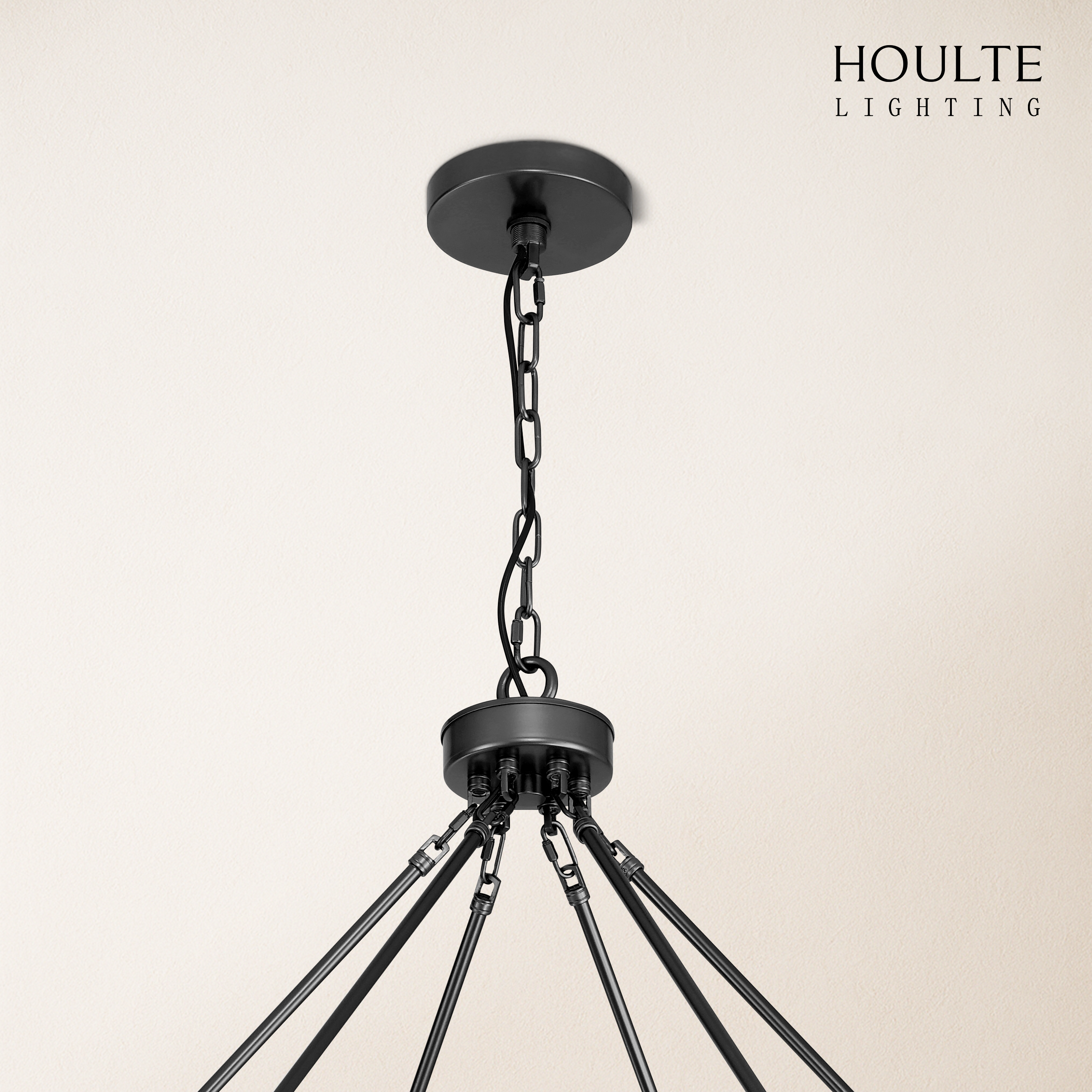 Cylora Glass Tube Round Chain Chandelier 70"