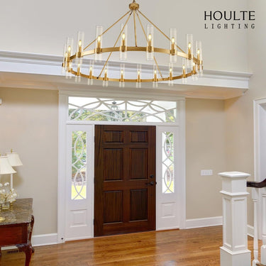 Cylora Glass Tube Round Chain Chandelier 70"