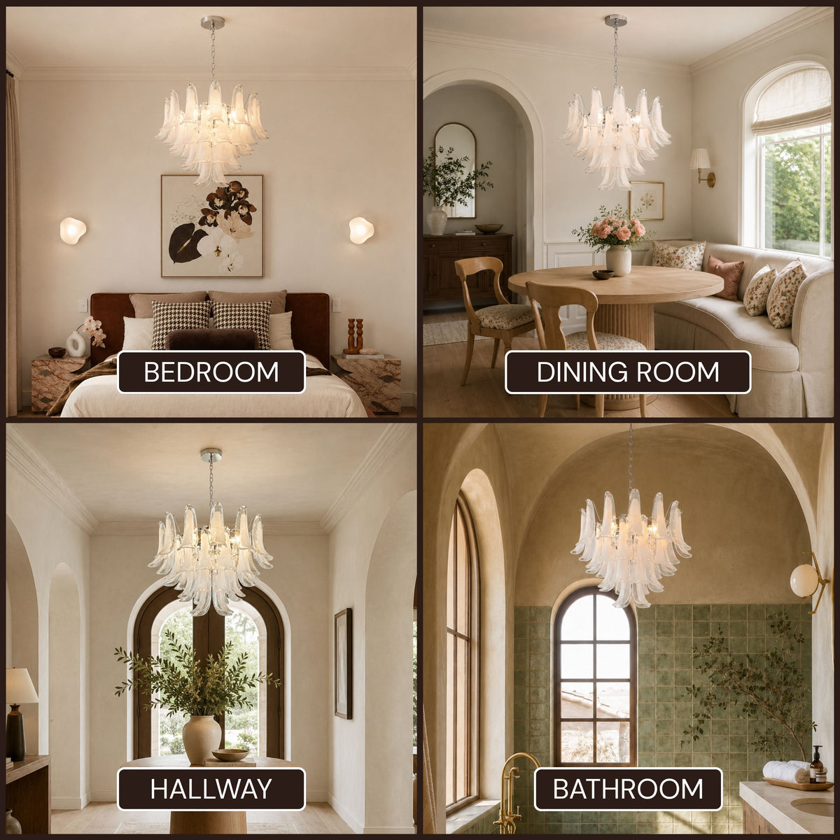 Nivelle Frosted Glass Round Chandelier 23.6"D