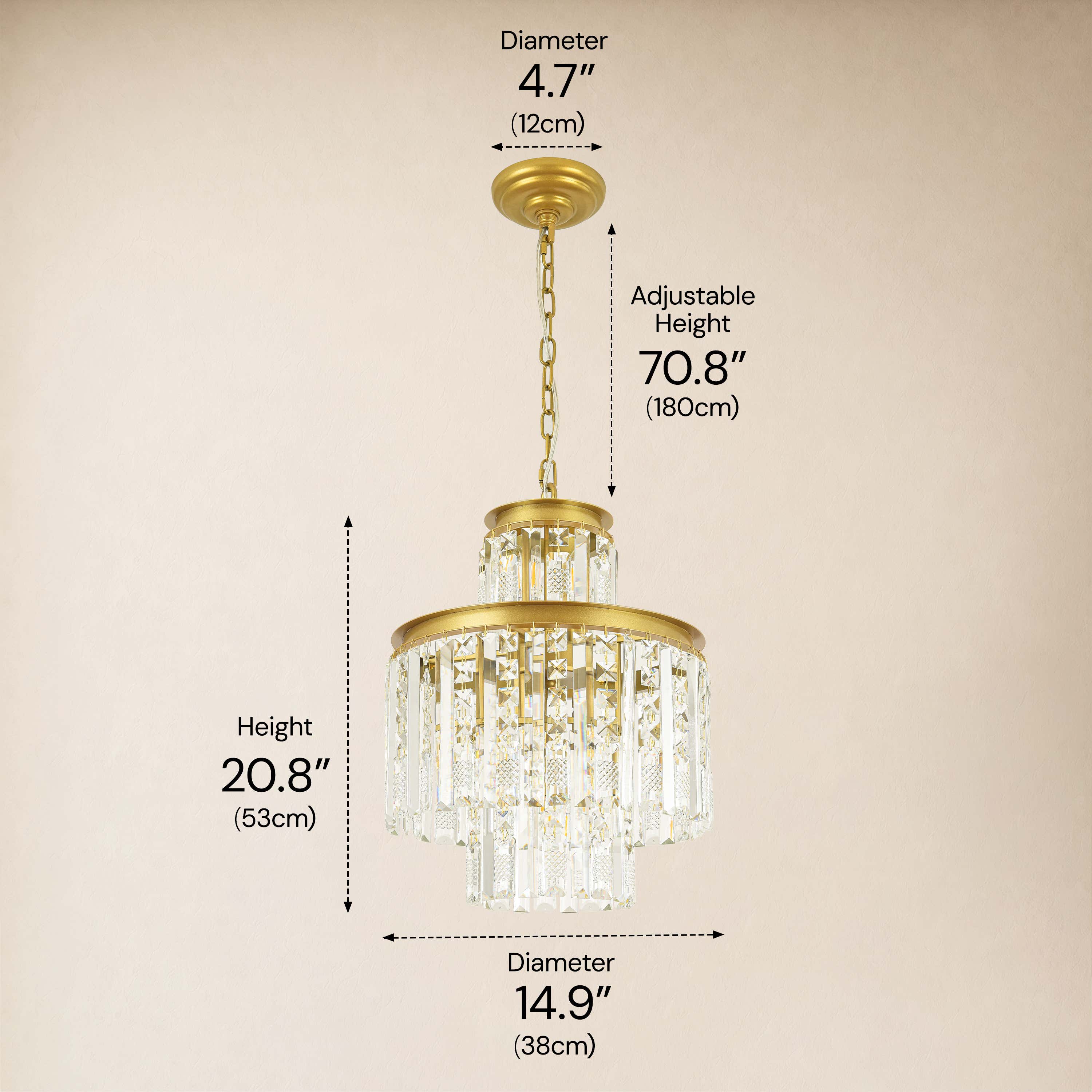 Lucentra Crystal Tiered Round Pendant 15"D