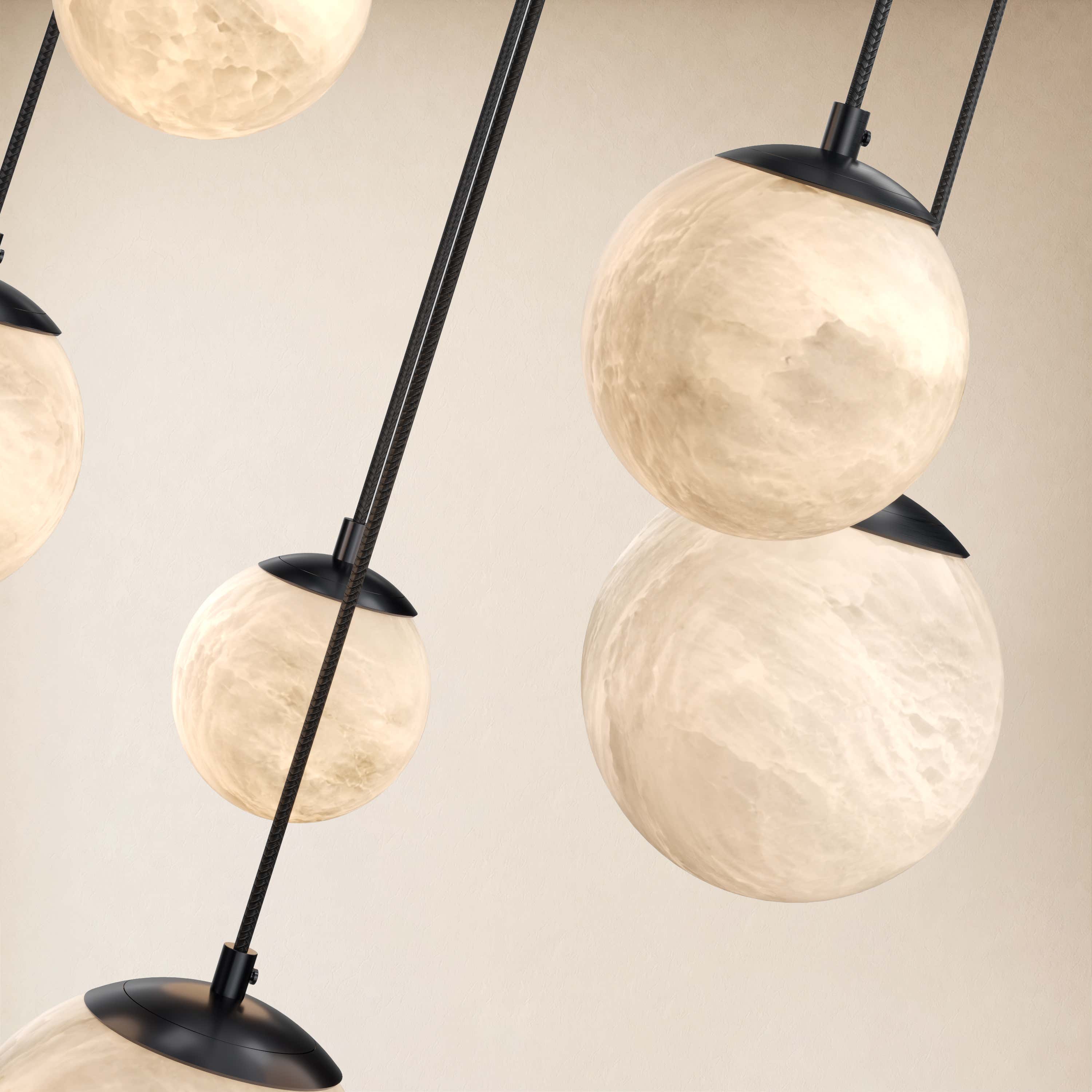 Elviora Resin Alabaster Globe Round Chandelier
