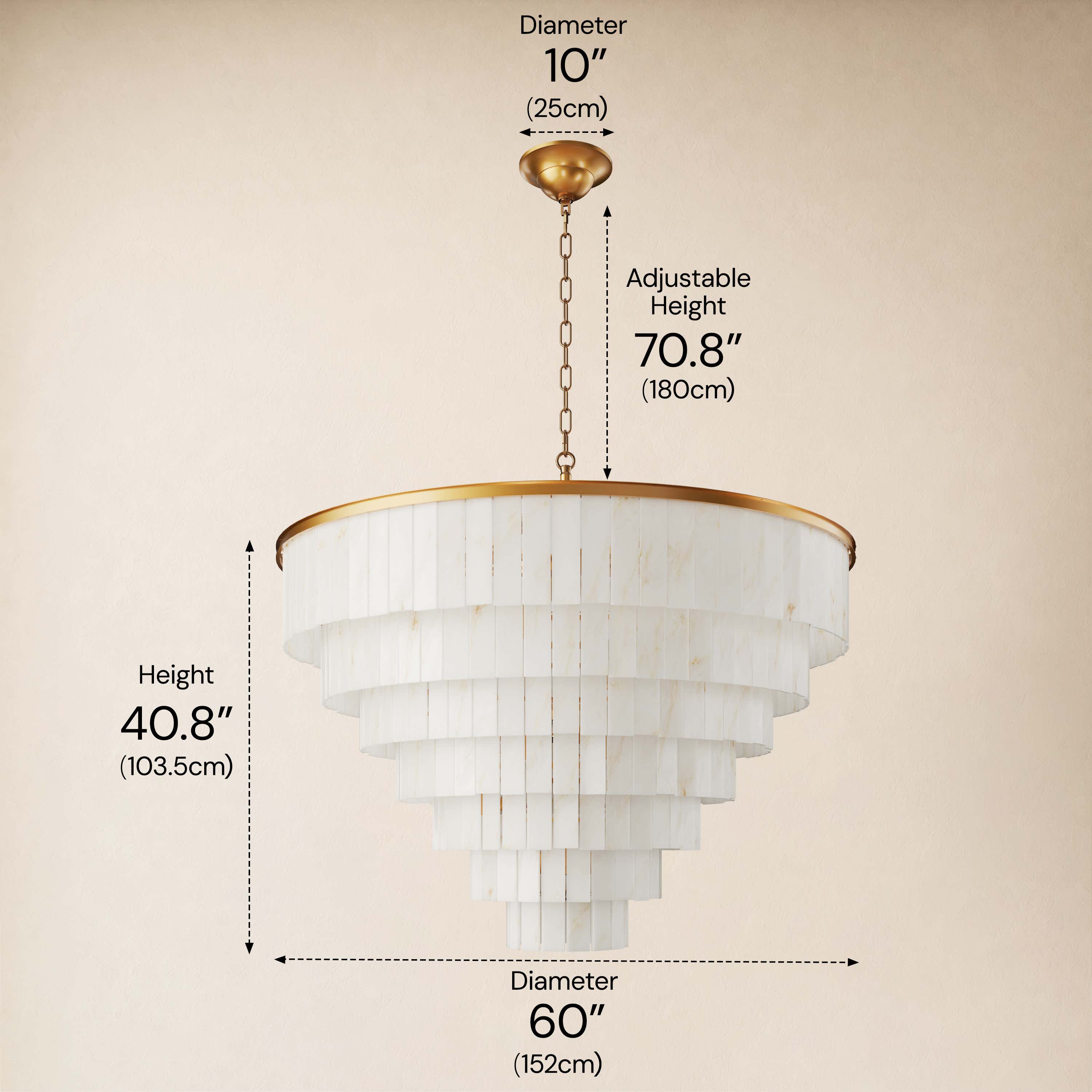Montrava Alabaster Tiered Round Chandelier 60"D