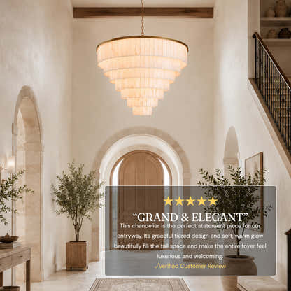 Montrava Alabaster Tiered Round Chandelier 60"D