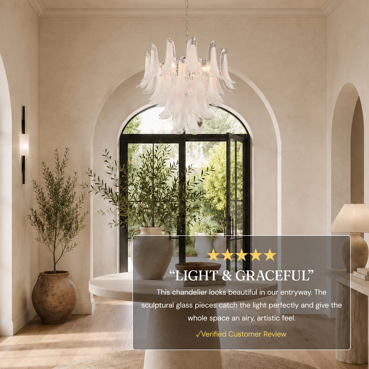 Nivelle Frosted Glass Round Chandelier 23.6"D